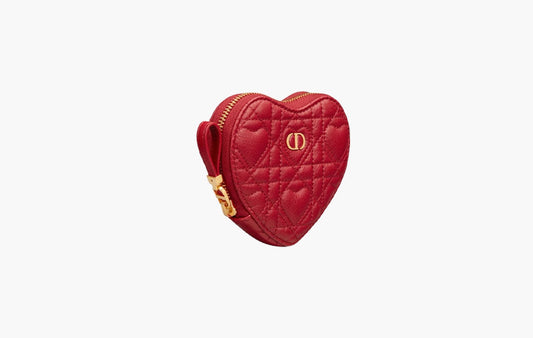 Dior Caro Heart Pouch With Chain Amaryllis Red Heart Motif | The Sortage
