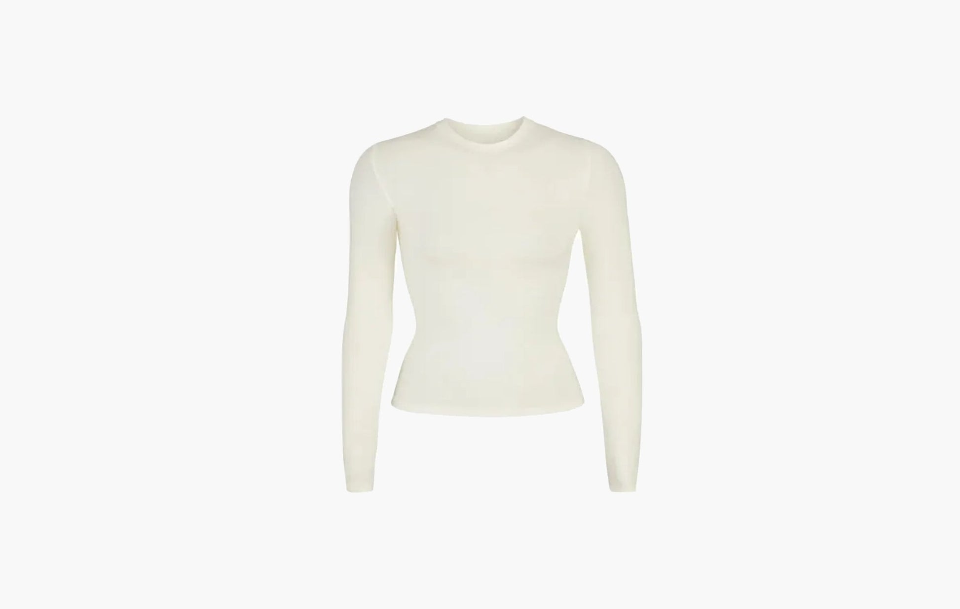 Skims Essential Crew Neck Long Sleeve Bodysuit Bone | Sortage.