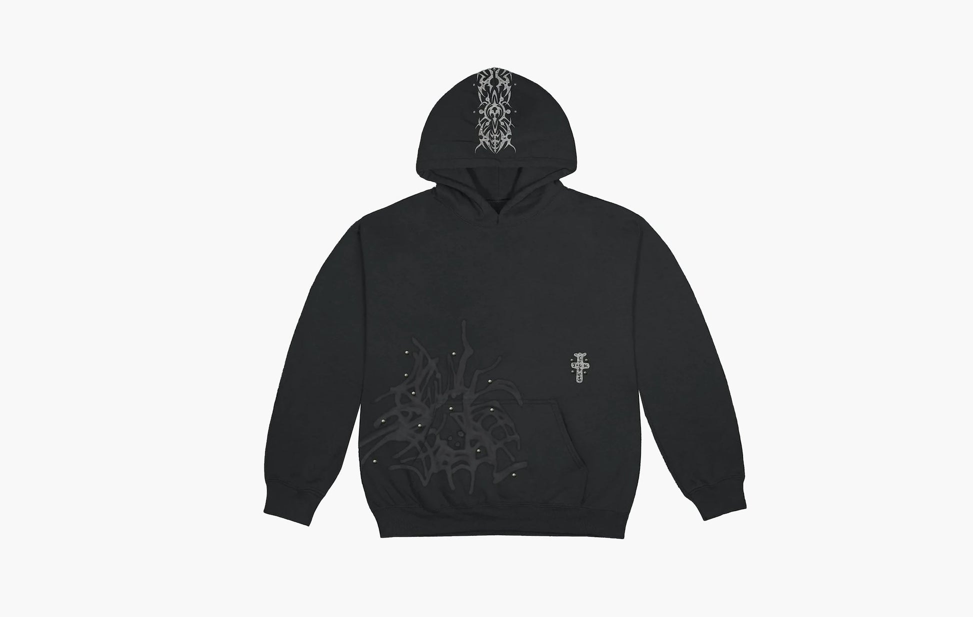 Travis Scott Studded Pullover Hoodie Black | The Sortage