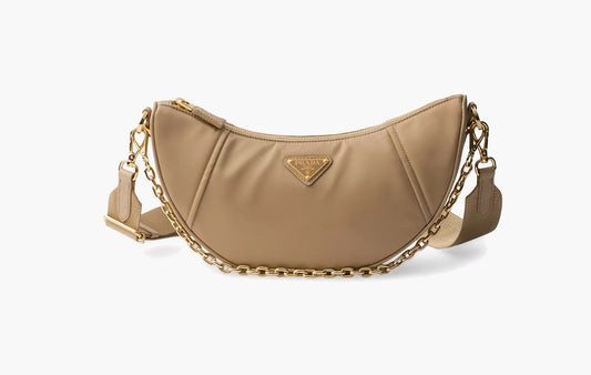 Demi-lune Re-Nylon Shoulder Bag "Camel Brown"