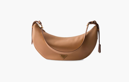 Demi-lune Large Leather Shoulder Bag "Natural"