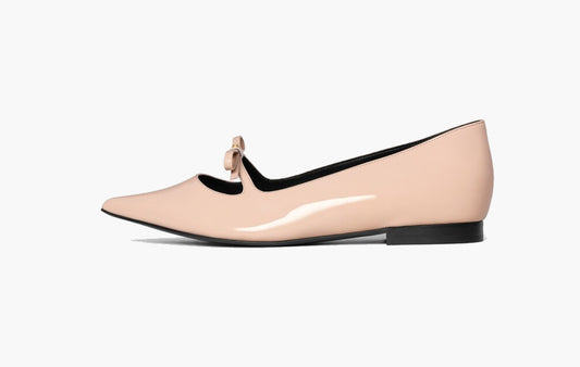 Suzy Pointy Toe Ballerina In Patent Calfskin "Blush"