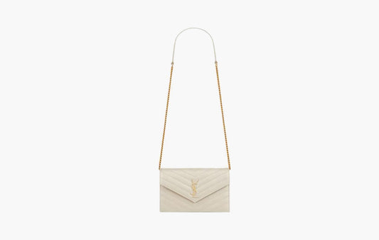 Cassandre Envelope Chain Wallet In Grain De Poudre Leather "Crema Soft"
