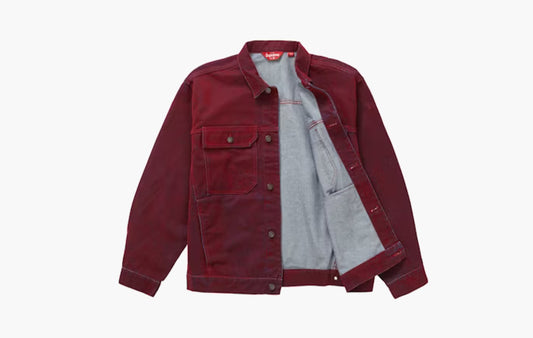 Flocked Denim Trucker Jacket "Red"