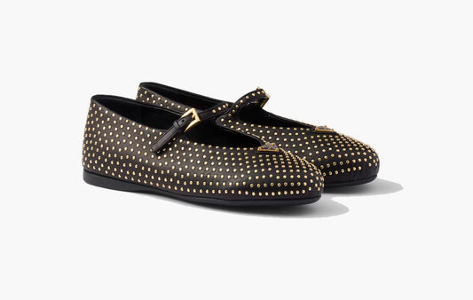 Nappa Leather Ballerinas With Studs Lambskin "Black"