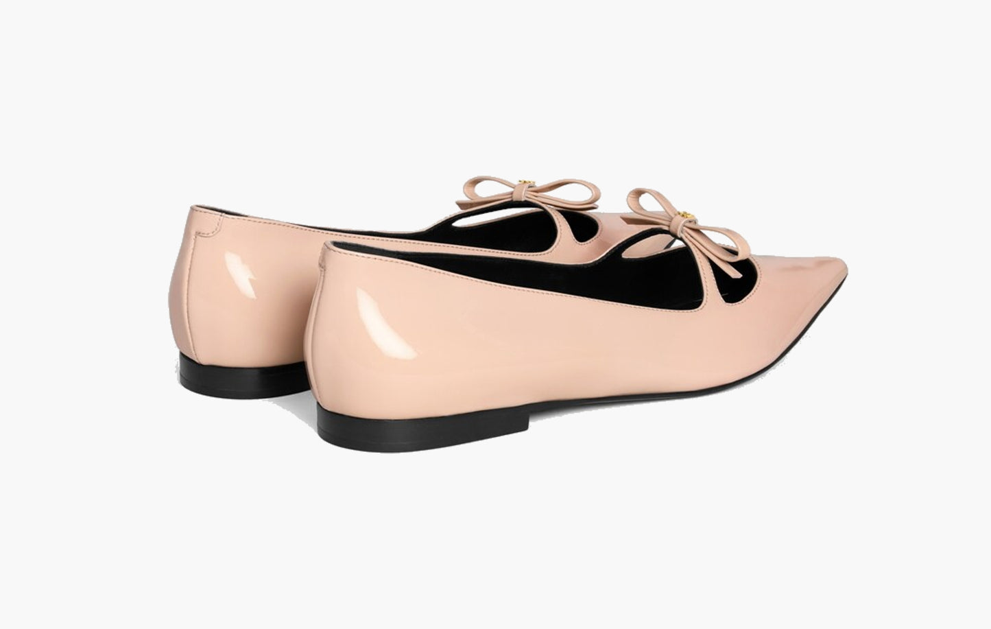 Suzy Pointy Toe Ballerina In Patent Calfskin "Blush"