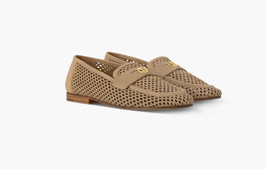 Soho Flat Loafer Perforated Suede Baby Goat Leather "Beige"