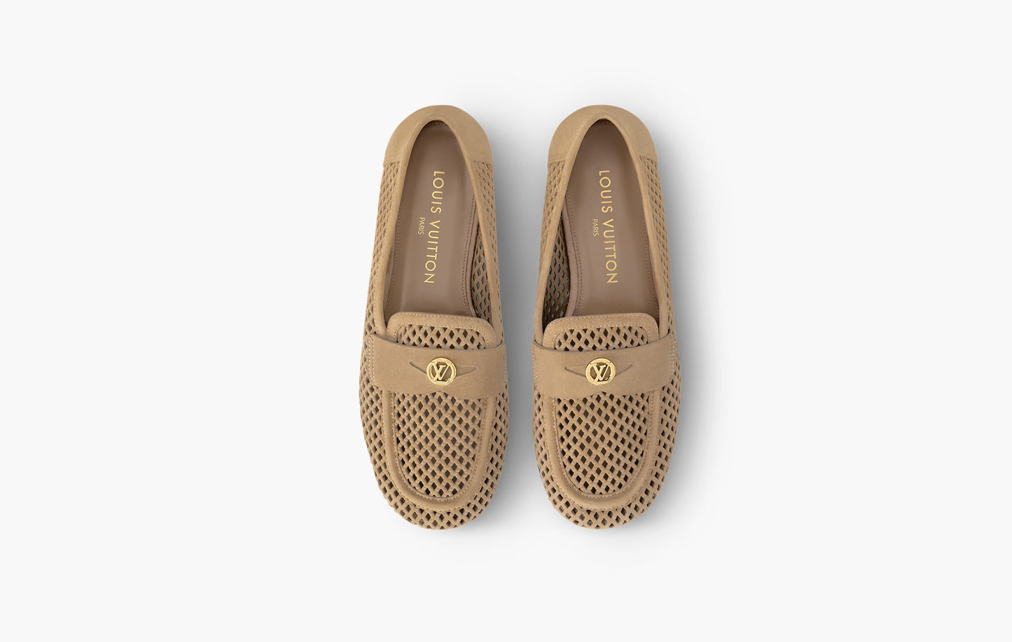 Soho Flat Loafer Perforated Suede Baby Goat Leather "Beige"
