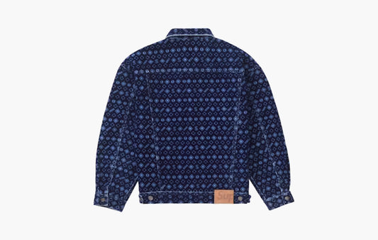Flocked Denim Trucker Jacket "Blue"