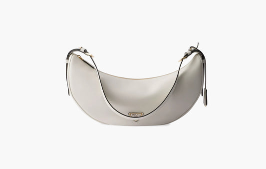 Demi-lune Large Leather Shoulder Bag "White"