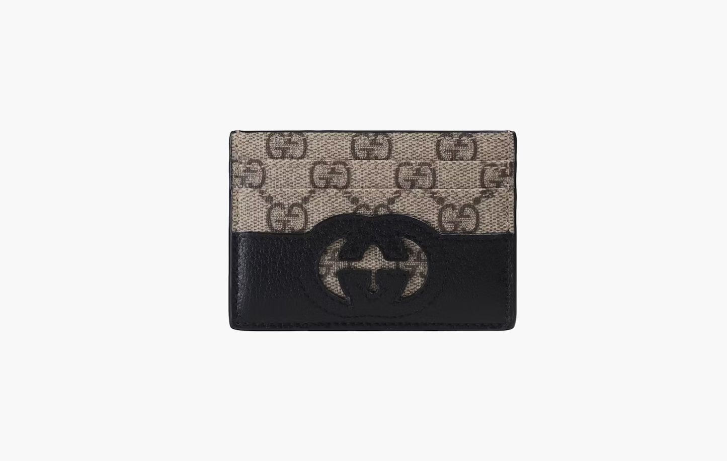 Card Case with Cut-Out Interlocking G "Beige/Ebony"