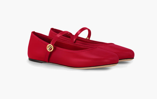Romy Flat Ballerina Lambskin "Red"