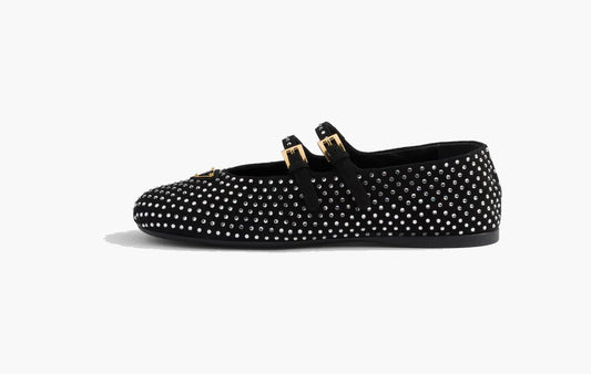 Suede Ballerinas With Crystals Goatskin "Crystal"