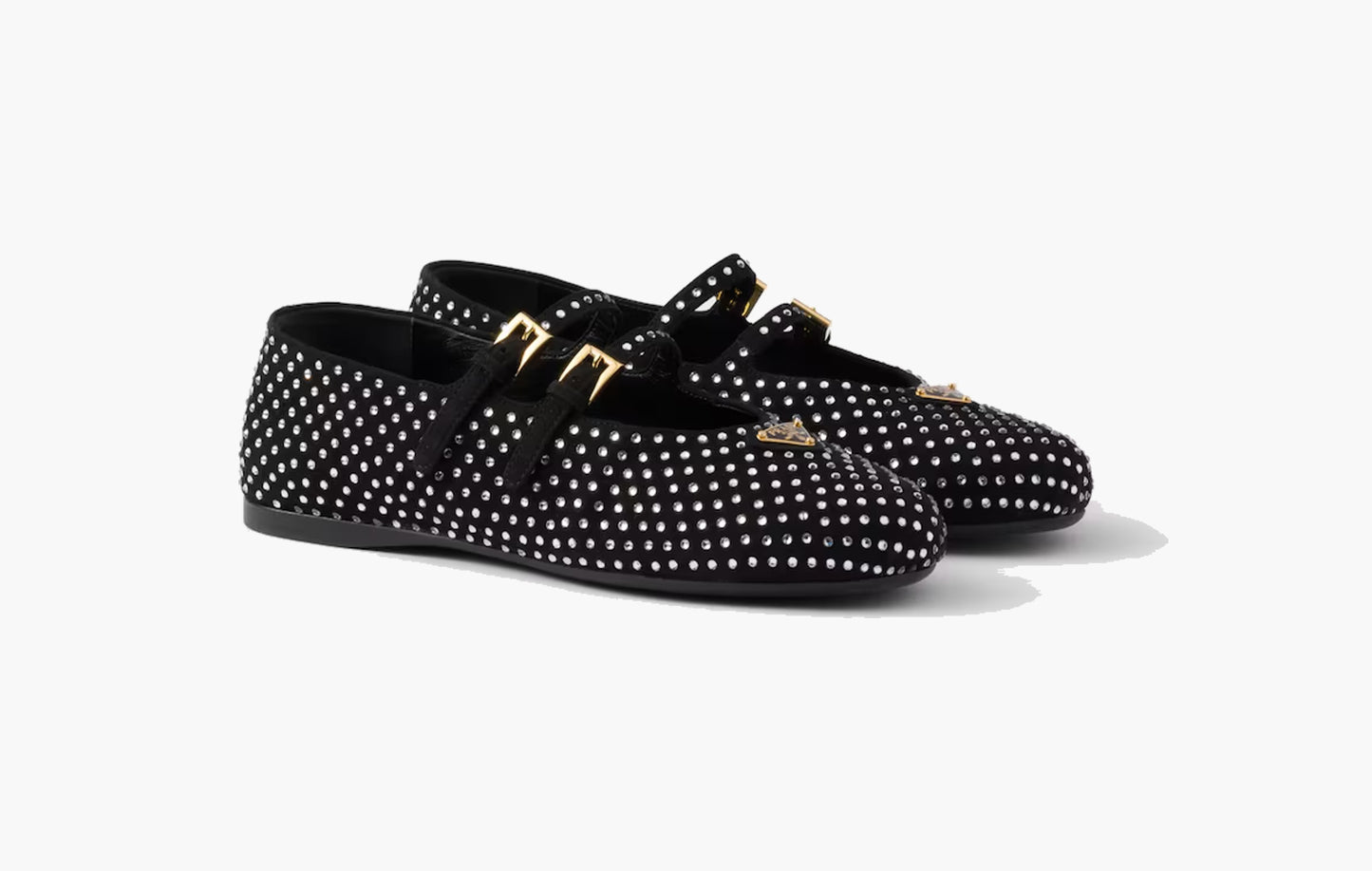 Suede Ballerinas With Crystals Goatskin "Crystal"
