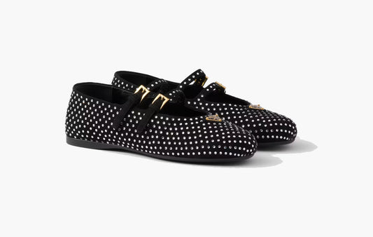 Suede Ballerinas With Crystals Goatskin "Crystal"