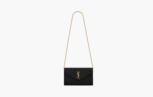 Classic Cassandre Chain Wallet In Grain De Poudre Leather "Black"