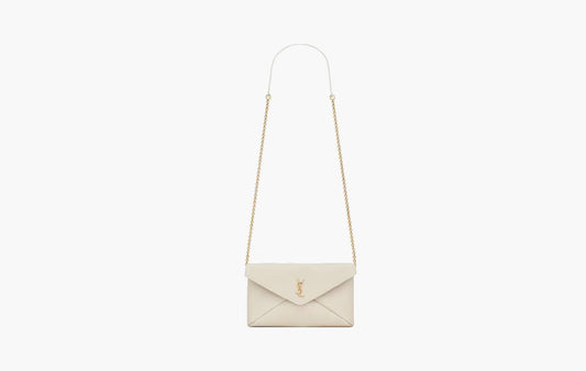 Cassandre Chain Clutch In Lambskin "Blanc Vintage"