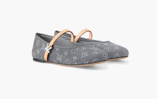 Romy Flat Ballerina Monogram Denim "Gray"