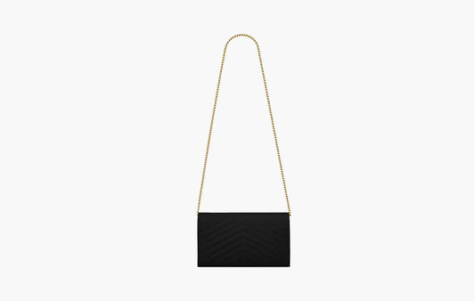Classic Cassandre Chain Wallet In Grain De Poudre Leather "Black"