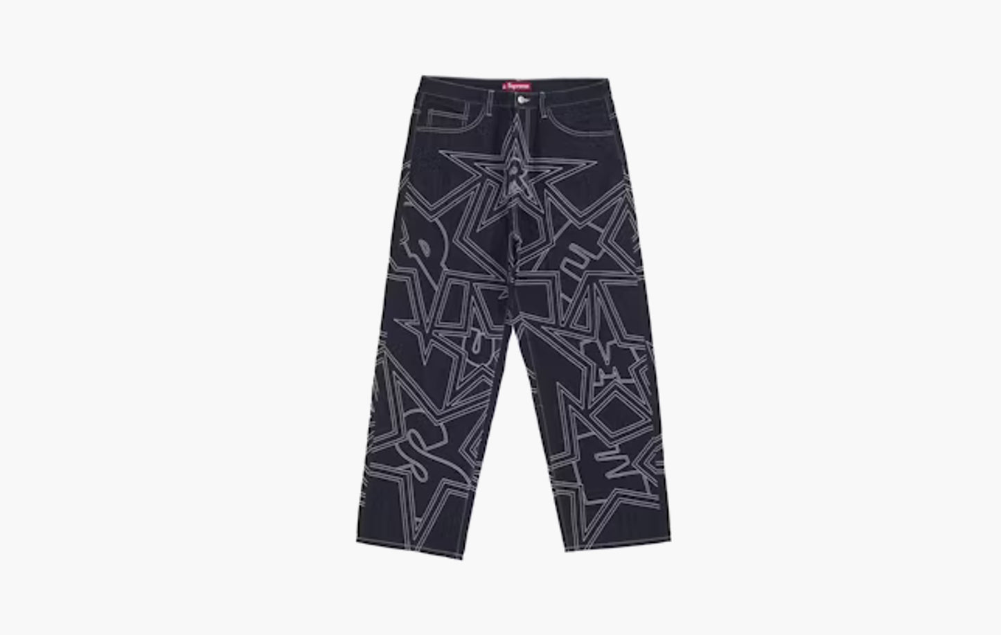 Stars Topstitch Baggy Jean "Indigo"