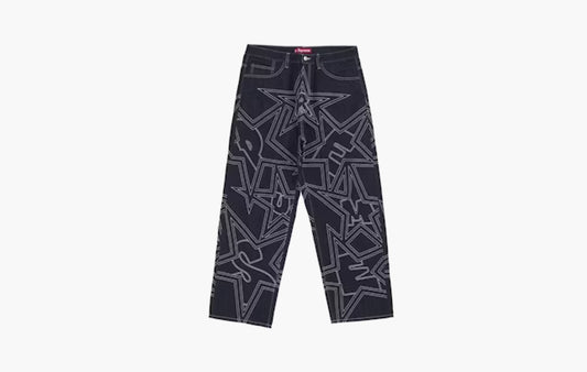 Stars Topstitch Baggy Jean "Indigo"