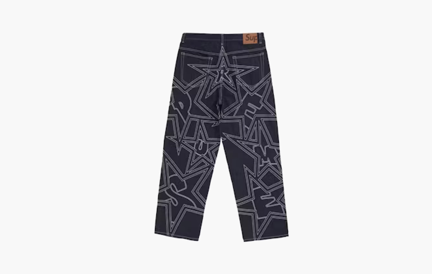 Stars Topstitch Baggy Jean "Indigo"