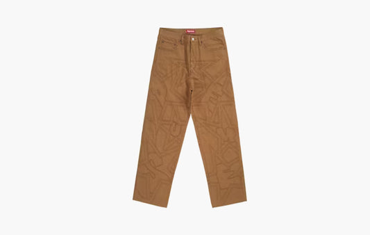 Stars Topstitch Baggy Jean "Brown"