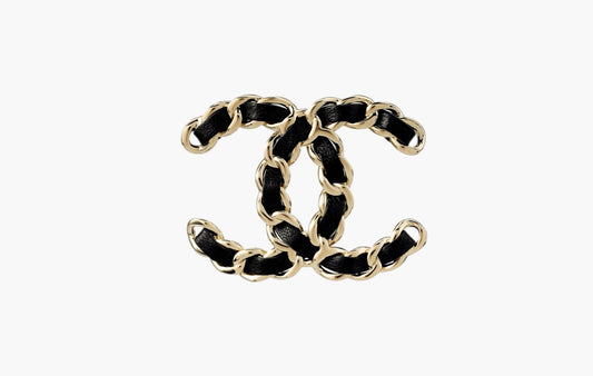 Brooches Metal & Lambskin "Gold/Black"
