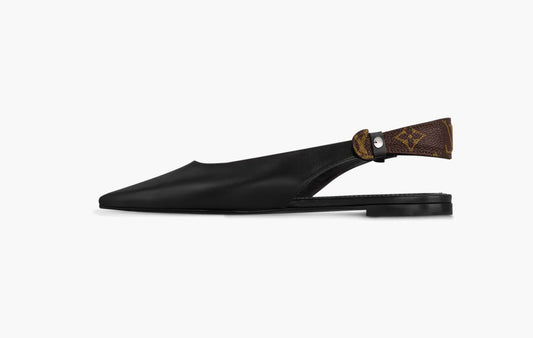 Legacy Slingback Ballerina Plain Calf Leather/Monogram Canvas "Black"