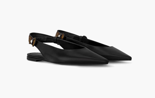 Legacy Slingback Ballerina Plain Calf Leather/Monogram Canvas "Black"