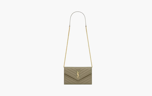 Cassandre Envelope Chain Wallet In Lambskin "Strong Moss"