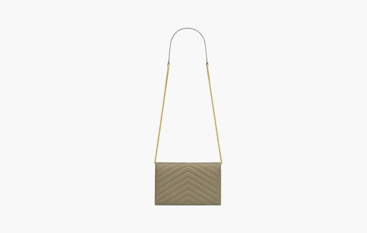 Cassandre Envelope Chain Wallet In Lambskin "Strong Moss"