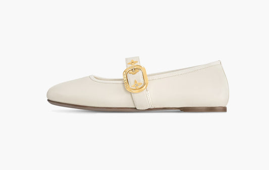 Romy Flat Ballerina Lambskin "Ecru White"