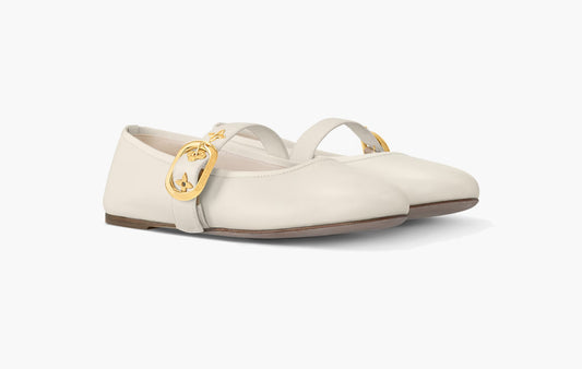 Romy Flat Ballerina Lambskin "Ecru White"