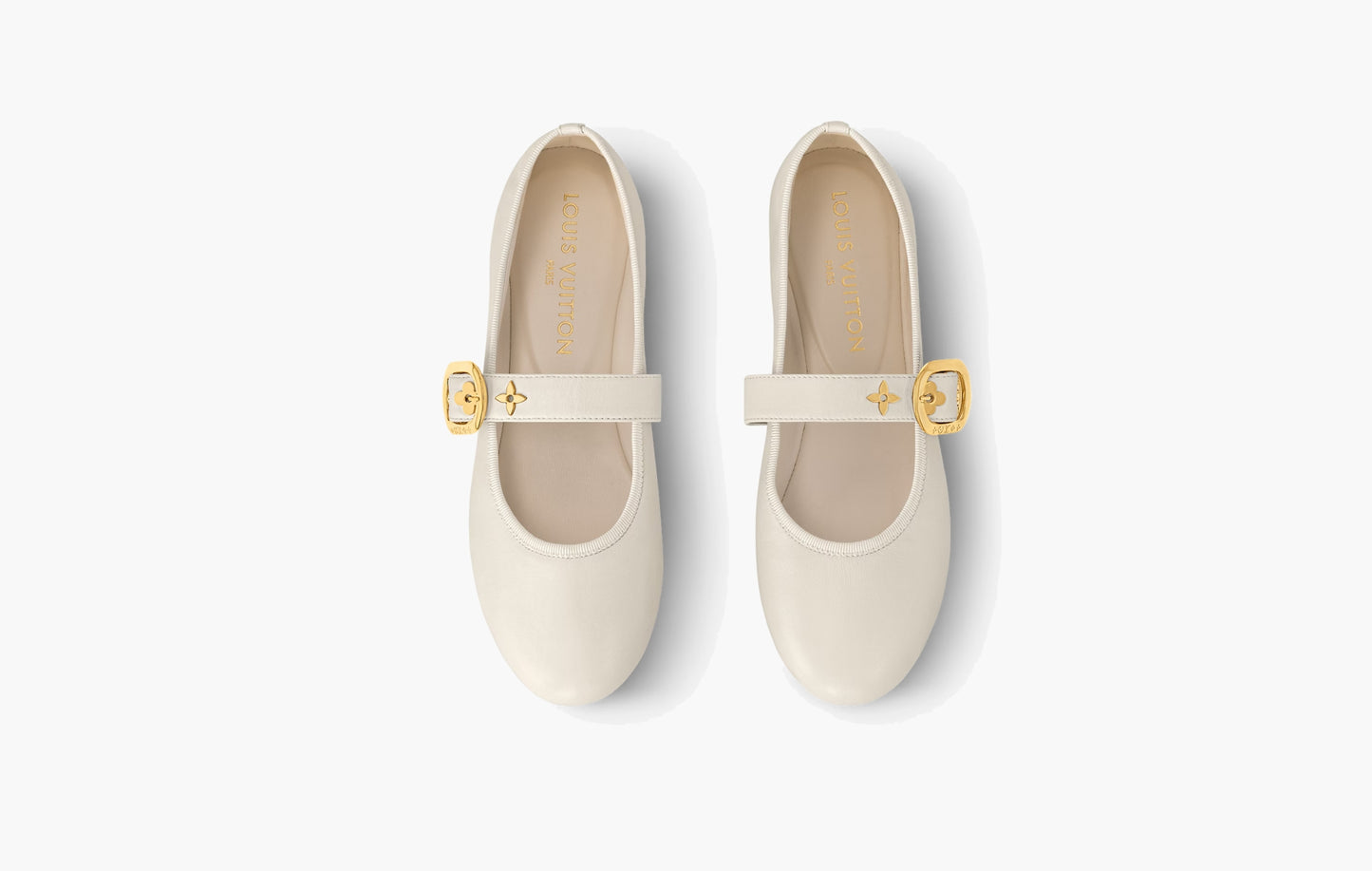 Romy Flat Ballerina Lambskin "Ecru White"